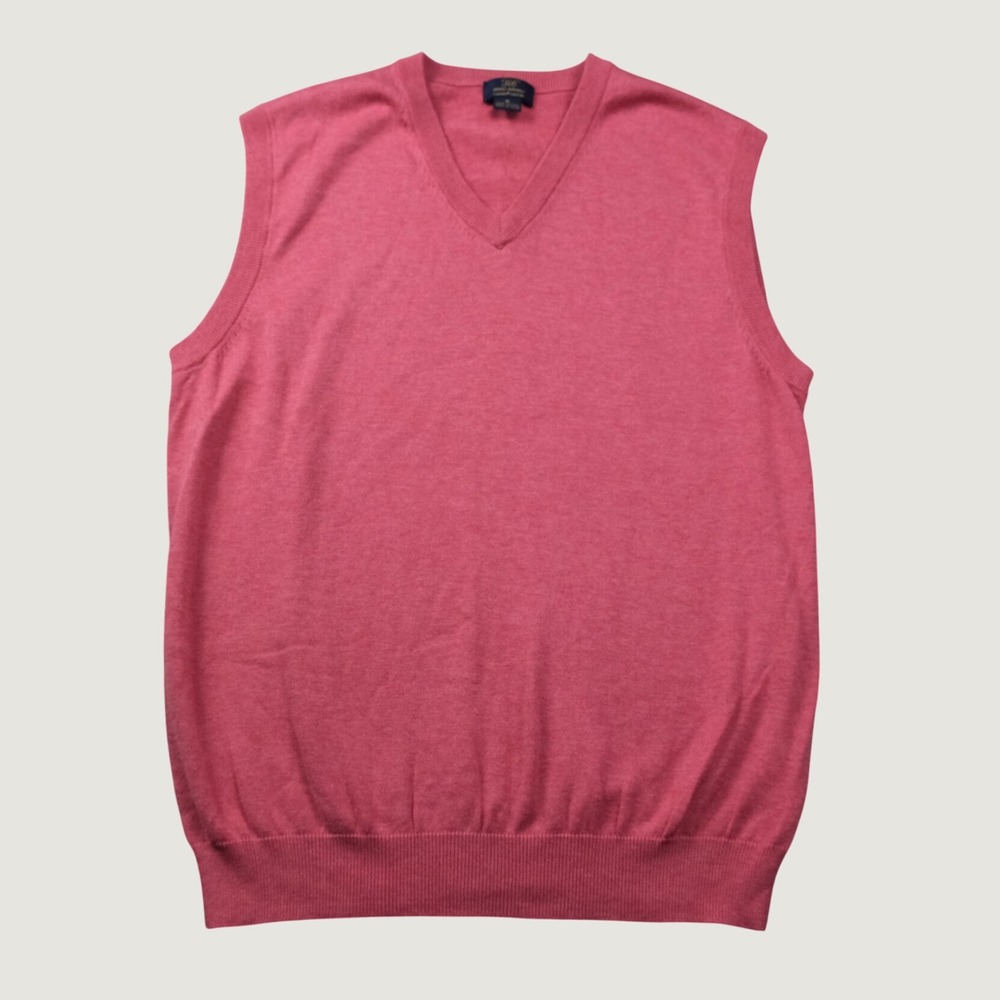 Brooks Brothers 346 Men Sweater Vest M Pink Supima Cotton V-Neck Preppy Classic